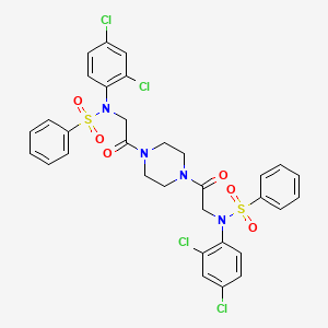 molecular formula C32H28Cl4N4O6S2 B11096111 N-(2,4-dichlorophenyl)-N-[2-(4-{[(2,4-dichlorophenyl)(phenylsulfonyl)amino]acetyl}piperazin-1-yl)-2-oxoethyl]benzenesulfonamide 