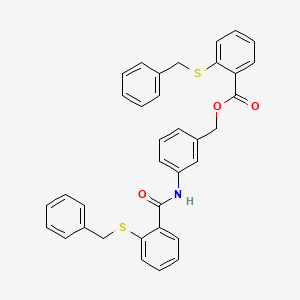 molecular formula C35H29NO3S2 B11096115 3-({[2-(Benzylsulfanyl)phenyl]carbonyl}amino)benzyl 2-(benzylsulfanyl)benzoate 