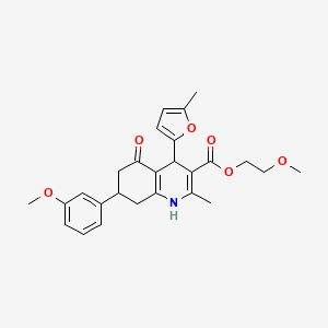 2-Methoxyethyl 7-(3-methoxyphenyl)-2-methyl-4-(5-methylfuran-2-yl)-5-oxo-1,4,5,6,7,8-hexahydroquinoline-3-carboxylate