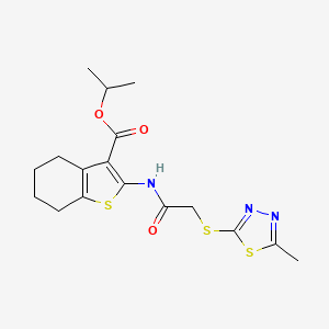 molecular formula C17H21N3O3S3 B11096158 Propan-2-yl 2-({[(5-methyl-1,3,4-thiadiazol-2-yl)sulfanyl]acetyl}amino)-4,5,6,7-tetrahydro-1-benzothiophene-3-carboxylate 