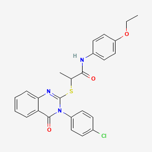 molecular formula C25H22ClN3O3S B11096162 2-{[3-(4-chlorophenyl)-4-oxo-3,4-dihydroquinazolin-2-yl]sulfanyl}-N-(4-ethoxyphenyl)propanamide 