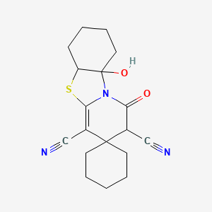 9a'-Hydroxy-1'-oxo-1',2',5a',6',7',8',9',9a'-octahydrospiro[cyclohexane-1,3'-pyrido[2,1-b][1,3]benzothiazole]-2',4'-dicarbonitrile