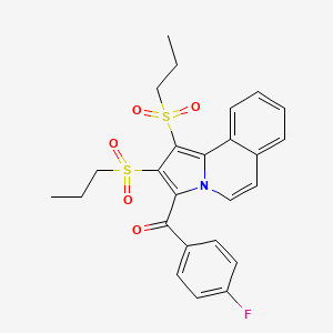 molecular formula C25H24FNO5S2 B11096198 [1,2-Bis(propylsulfonyl)pyrrolo[2,1-a]isoquinolin-3-yl](4-fluorophenyl)methanone 