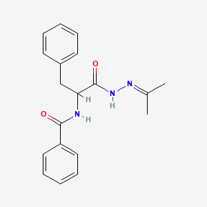 molecular formula C19H21N3O2 B11096204 N-{2-Phenyl-1-[N'-(propan-2-ylidene)hydrazinecarbonyl]ethyl}benzamide 