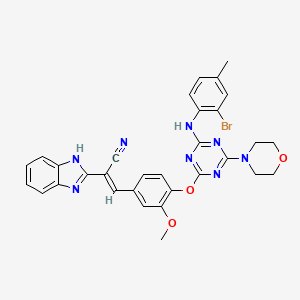 (2E)-2-(1H-benzimidazol-2-yl)-3-[4-({4-[(2-bromo-4-methylphenyl)amino]-6-(morpholin-4-yl)-1,3,5-triazin-2-yl}oxy)-3-methoxyphenyl]prop-2-enenitrile