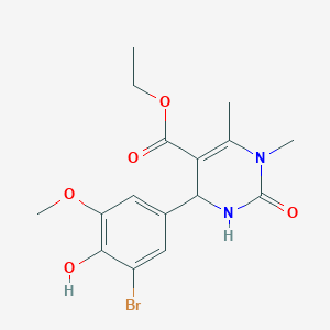 Ethyl 4-(3-bromo-4-hydroxy-5-methoxyphenyl)-1,6-dimethyl-2-oxo-1,2,3,4-tetrahydropyrimidine-5-carboxylate