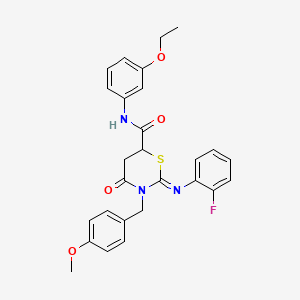 molecular formula C27H26FN3O4S B11096239 (2Z)-N-(3-ethoxyphenyl)-2-[(2-fluorophenyl)imino]-3-(4-methoxybenzyl)-4-oxo-1,3-thiazinane-6-carboxamide 