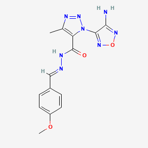 molecular formula C14H14N8O3 B11096263 1-(4-amino-1,2,5-oxadiazol-3-yl)-N'-[(E)-(4-methoxyphenyl)methylidene]-4-methyl-1H-1,2,3-triazole-5-carbohydrazide 