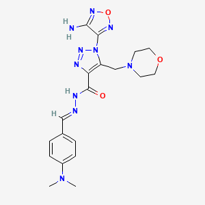 molecular formula C19H24N10O3 B11096292 1-(4-amino-1,2,5-oxadiazol-3-yl)-N'-{(E)-[4-(dimethylamino)phenyl]methylidene}-5-(morpholin-4-ylmethyl)-1H-1,2,3-triazole-4-carbohydrazide 