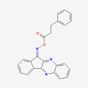 molecular formula C24H17N3O2 B11096308 1-{[(11Z)-11H-indeno[1,2-b]quinoxalin-11-ylideneamino]oxy}-3-phenylpropan-1-one 