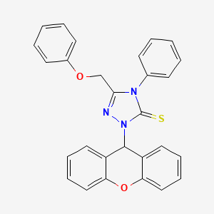 molecular formula C28H21N3O2S B11096331 5-(phenoxymethyl)-4-phenyl-2-(9H-xanthen-9-yl)-2,4-dihydro-3H-1,2,4-triazole-3-thione 