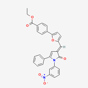 ethyl 4-(5-{(E)-[1-(3-nitrophenyl)-2-oxo-5-phenyl-1,2-dihydro-3H-pyrrol-3-ylidene]methyl}furan-2-yl)benzoate