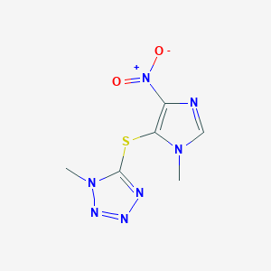 molecular formula C6H7N7O2S B11096343 Tetrazole, 1-methyl-5-(1-methyl-4-nitro-5-imidazolylthio)- 