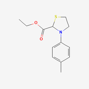 molecular formula C13H17NO2S B11096349 Ethyl 3-(4-methylphenyl)-1,3-thiazolidine-2-carboxylate 