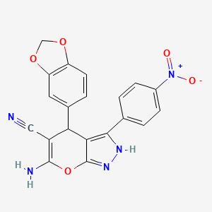 6-Amino-4-(1,3-benzodioxol-5-yl)-3-(4-nitrophenyl)-1,4-dihydropyrano[2,3-c]pyrazole-5-carbonitrile