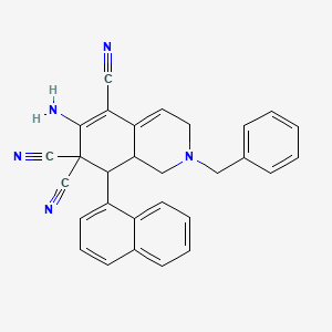 molecular formula C29H23N5 B11096375 6-amino-2-benzyl-8-(naphthalen-1-yl)-2,3,8,8a-tetrahydroisoquinoline-5,7,7(1H)-tricarbonitrile 