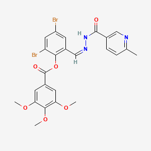 molecular formula C24H21Br2N3O6 B11096400 2,4-dibromo-6-[(Z)-{2-[(6-methylpyridin-3-yl)carbonyl]hydrazinylidene}methyl]phenyl 3,4,5-trimethoxybenzoate 