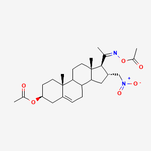 molecular formula C26H38N2O6 B11096405 (3beta,8xi,9xi,14xi,16alpha,20Z)-20-[(acetyloxy)imino]-16-(nitromethyl)pregn-5-en-3-yl acetate 