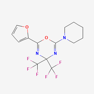 molecular formula C14H13F6N3O2 B11096409 2-(furan-2-yl)-6-(piperidin-1-yl)-4,4-bis(trifluoromethyl)-4H-1,3,5-oxadiazine 