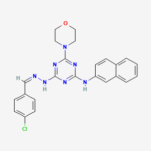 4-[(2Z)-2-(4-chlorobenzylidene)hydrazinyl]-6-(morpholin-4-yl)-N-(naphthalen-2-yl)-1,3,5-triazin-2-amine