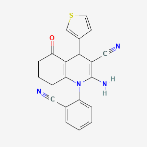 molecular formula C21H16N4OS B11096475 2-Amino-1-(2-cyanophenyl)-5-oxo-4-thien-3-yl-1,4,5,6,7,8-hexahydroquinoline-3-carbonitrile 