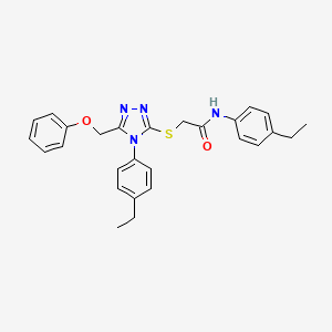 molecular formula C27H28N4O2S B11096521 N-(4-ethylphenyl)-2-{[4-(4-ethylphenyl)-5-(phenoxymethyl)-4H-1,2,4-triazol-3-yl]sulfanyl}acetamide 