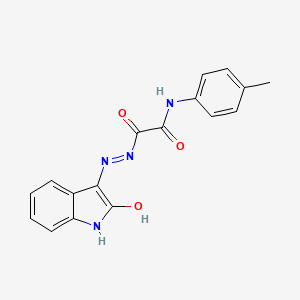 molecular formula C17H14N4O3 B11096540 N-(4-Methylphenyl)-1-{N'-[(3E)-2-oxo-2,3-dihydro-1H-indol-3-ylidene]hydrazinecarbonyl}formamide 