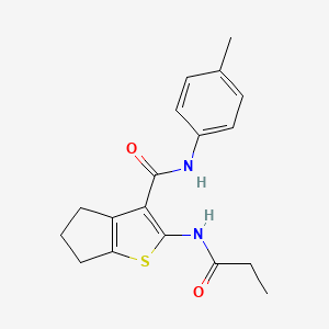 molecular formula C18H20N2O2S B11096560 N-(4-methylphenyl)-2-(propanoylamino)-5,6-dihydro-4H-cyclopenta[b]thiophene-3-carboxamide 