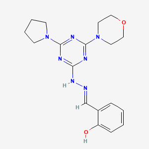 2-[(E)-{2-[4-(morpholin-4-yl)-6-(pyrrolidin-1-yl)-1,3,5-triazin-2-yl]hydrazinylidene}methyl]phenol