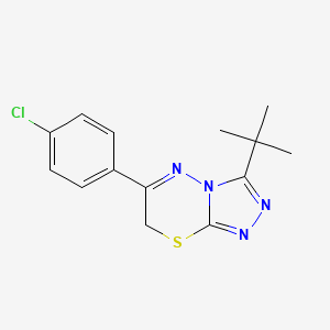 molecular formula C14H15ClN4S B11096594 3-tert-butyl-6-(4-chlorophenyl)-7H-[1,2,4]triazolo[3,4-b][1,3,4]thiadiazine 