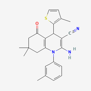 2-Amino-7,7-dimethyl-1-(3-methylphenyl)-4-(3-methylthiophen-2-yl)-5-oxo-1,4,5,6,7,8-hexahydroquinoline-3-carbonitrile