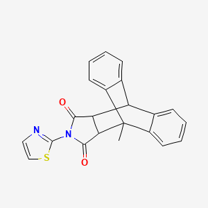 molecular formula C22H16N2O2S B11096632 1-Methyl-17-(1,3-thiazol-2-yl)-17-azapentacyclo[6.6.5.0~2,7~.0~9,14~.0~15,19~]nonadeca-2,4,6,9,11,13-hexaene-16,18-dione (non-preferred name) 