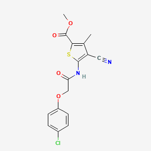 molecular formula C16H13ClN2O4S B11096661 Methyl 5-{[(4-chlorophenoxy)acetyl]amino}-4-cyano-3-methylthiophene-2-carboxylate 