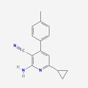 molecular formula C16H15N3 B11096678 2-Amino-6-cyclopropyl-4-(4-methylphenyl)pyridine-3-carbonitrile 