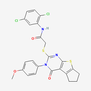 molecular formula C24H19Cl2N3O3S2 B11096680 N-(2,5-dichlorophenyl)-2-{[3-(4-methoxyphenyl)-4-oxo-3,5,6,7-tetrahydro-4H-cyclopenta[4,5]thieno[2,3-d]pyrimidin-2-yl]sulfanyl}acetamide 