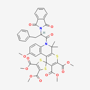 tetramethyl 6'-[2-(1,3-dioxo-1,3-dihydro-2H-isoindol-2-yl)-3-phenylpropanoyl]-9'-methoxy-5',5'-dimethyl-5',6'-dihydrospiro[1,3-dithiole-2,1'-thiopyrano[2,3-c]quinoline]-2',3',4,5-tetracarboxylate