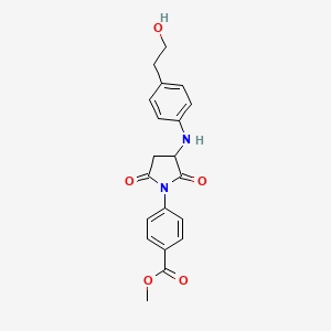 molecular formula C20H20N2O5 B11096745 4-[3-[4-(2-Hydroxy-ethyl)-phenylamino]-2,5-dioxo-pyrrolidin-1-yl]benzoic acid, methyl ester 