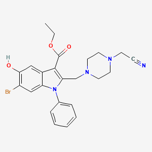 molecular formula C24H25BrN4O3 B11096746 ethyl 6-bromo-2-{[4-(cyanomethyl)piperazin-1-yl]methyl}-5-hydroxy-1-phenyl-1H-indole-3-carboxylate 