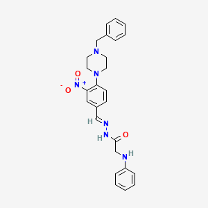 2-Anilino-N'~1~-{(E)-1-[4-(4-benzylpiperazino)-3-nitrophenyl]methylidene}acetohydrazide