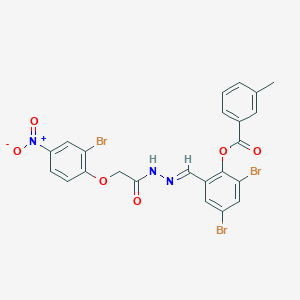 2,4-dibromo-6-[(E)-{2-[(2-bromo-4-nitrophenoxy)acetyl]hydrazinylidene}methyl]phenyl 3-methylbenzoate