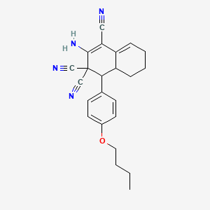 molecular formula C23H24N4O B11096793 2-amino-4-(4-butoxyphenyl)-4a,5,6,7-tetrahydronaphthalene-1,3,3(4H)-tricarbonitrile 