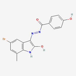 N'-[(3Z)-5-bromo-7-methyl-2-oxo-1,2-dihydro-3H-indol-3-ylidene]-4-hydroxybenzohydrazide