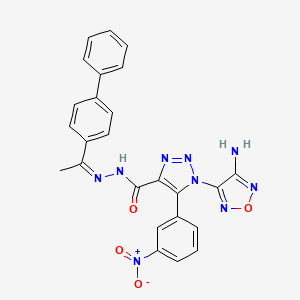 molecular formula C25H19N9O4 B11096812 1-(4-amino-1,2,5-oxadiazol-3-yl)-N'-[(1Z)-1-(biphenyl-4-yl)ethylidene]-5-(3-nitrophenyl)-1H-1,2,3-triazole-4-carbohydrazide 