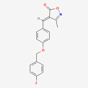 molecular formula C18H14FNO3 B11096824 (4E)-4-{4-[(4-fluorobenzyl)oxy]benzylidene}-3-methyl-1,2-oxazol-5(4H)-one 