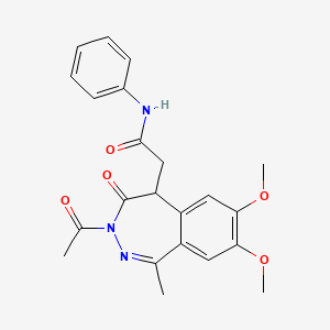 molecular formula C22H23N3O5 B11096863 2-(3-acetyl-7,8-dimethoxy-1-methyl-4-oxo-4,5-dihydro-3H-2,3-benzodiazepin-5-yl)-N-phenylacetamide 