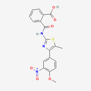 molecular formula C19H15N3O6S B11096868 2-{[4-(4-Methoxy-3-nitrophenyl)-5-methyl-1,3-thiazol-2-yl]carbamoyl}benzoic acid 