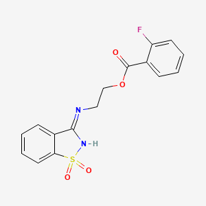 2-[(1,1-Dioxido-1,2-benzothiazol-3-yl)amino]ethyl 2-fluorobenzoate