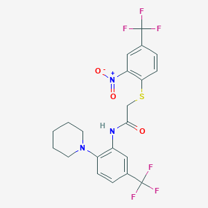 2-{[2-nitro-4-(trifluoromethyl)phenyl]sulfanyl}-N-[2-(piperidin-1-yl)-5-(trifluoromethyl)phenyl]acetamide