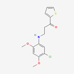 molecular formula C15H16ClNO3S B11096945 3-[(5-Chloro-2,4-dimethoxyphenyl)amino]-1-(thiophen-2-yl)propan-1-one 