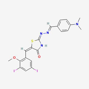 (2E,5E)-5-(3,5-diiodo-2-methoxybenzylidene)-2-{(2E)-[4-(dimethylamino)benzylidene]hydrazinylidene}-1,3-thiazolidin-4-one